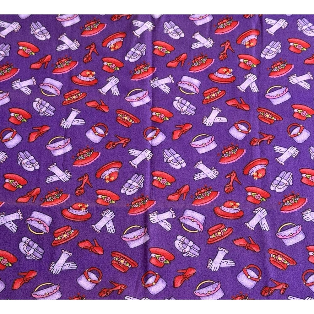 VTG Dianna Marcum Marcus Brothers Red Hat Society Fabric Accessories Cotton  BTY